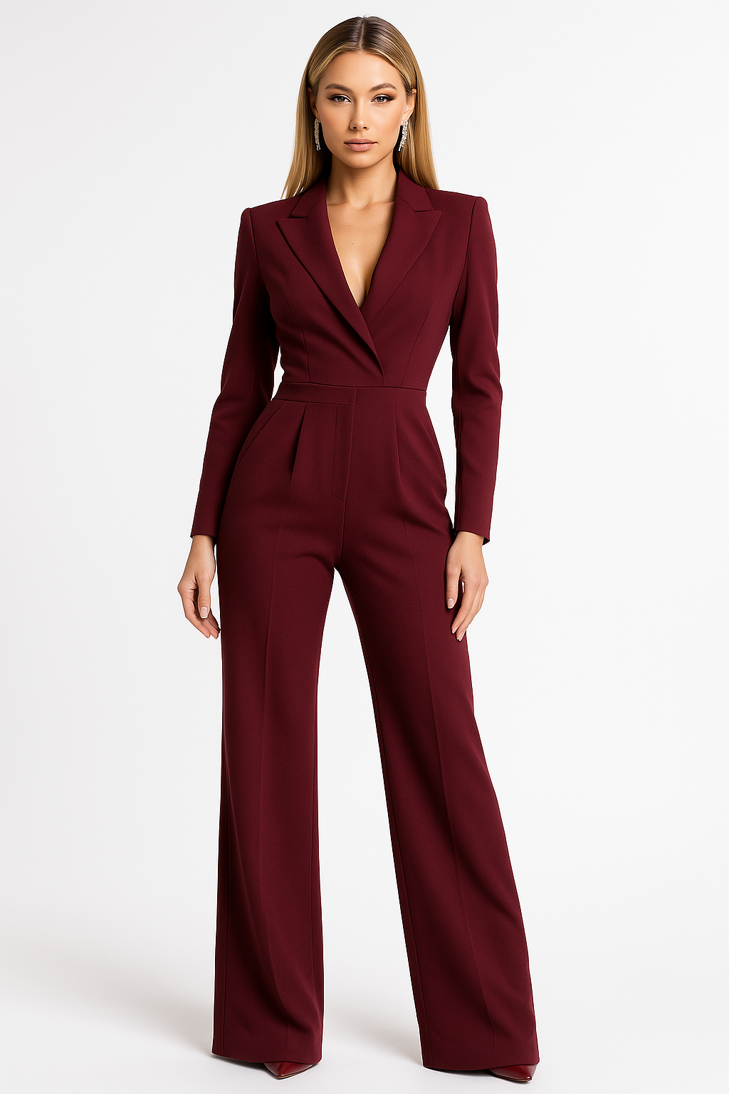V-Neck Wide-Leg Jumpsuit for Women