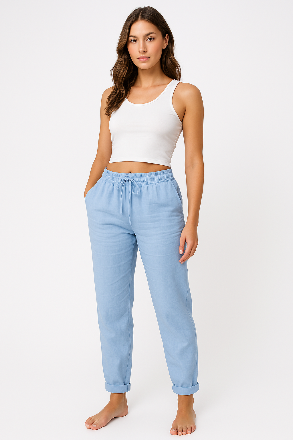 Linen-Blend Trousers