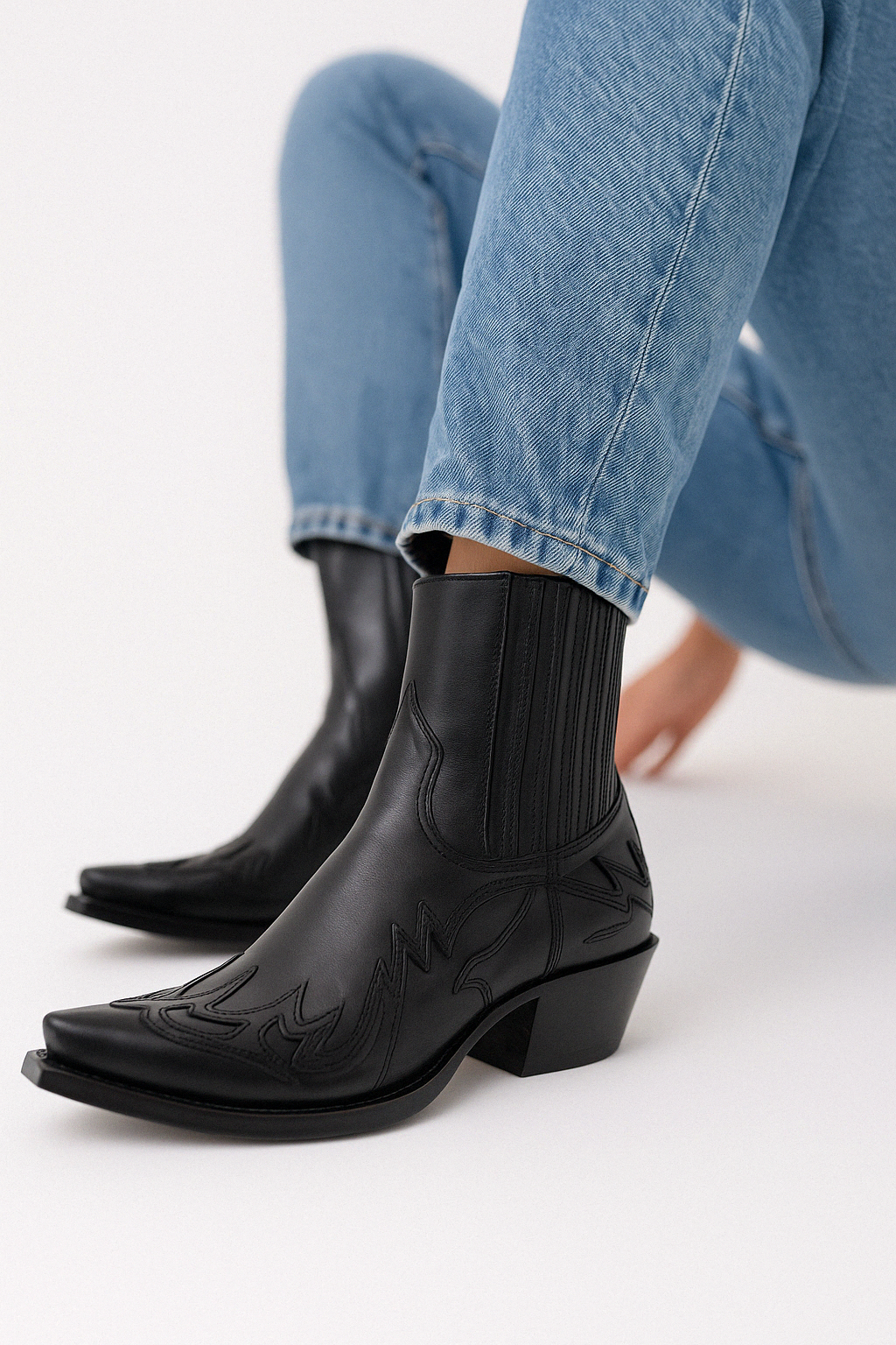 Faux Leather Cowboy Boots