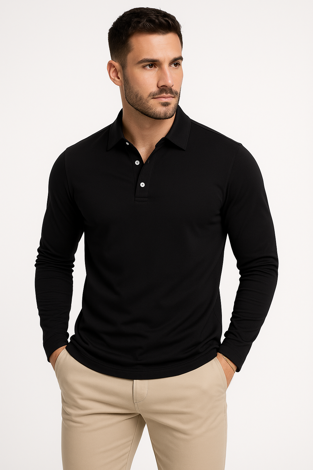 Long-Sleeve Polo – Elevated Simplicity for All Seasons